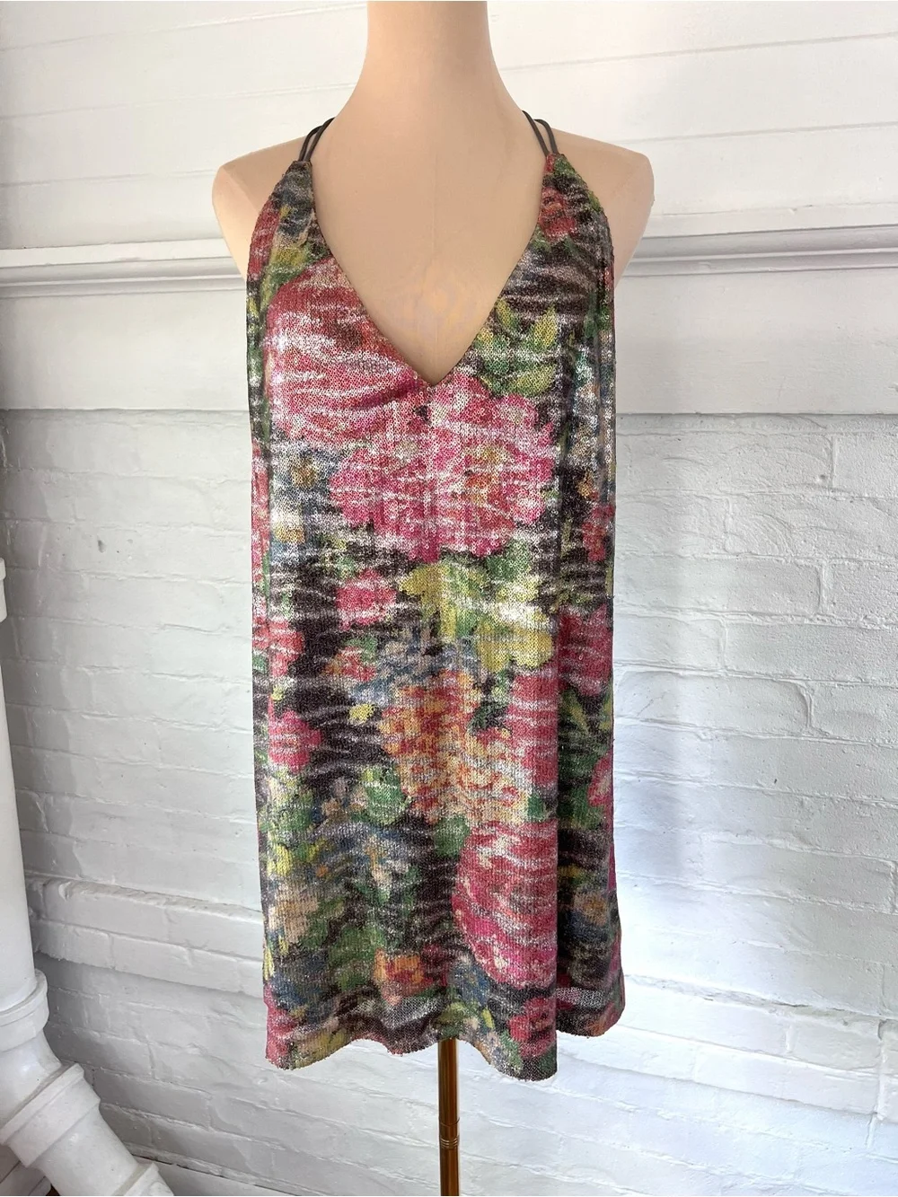 Free People Tangier Pink Multi Floral Sequin Mini Dress - Picture 10 of 12